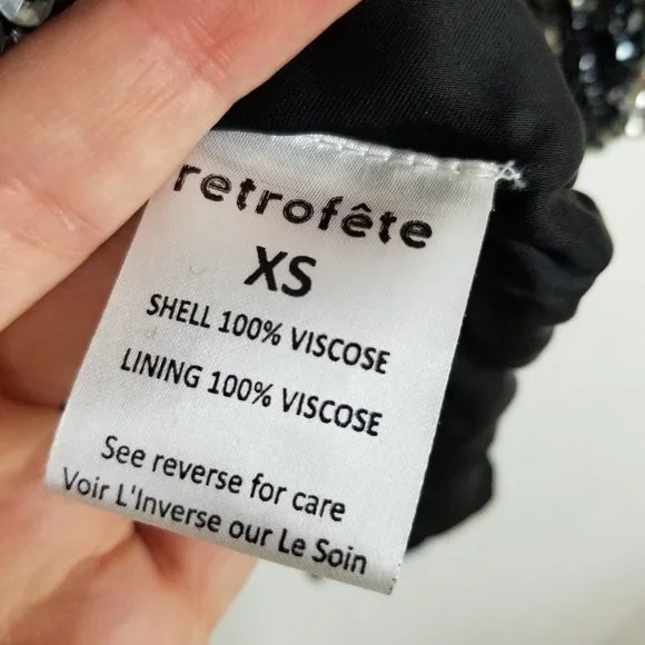 ✨ NWT Retrofête Emani Long Sleeve Sequin Mini Dress - Black/Silver (Size S) - Picture 11 of 15